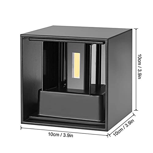 2 Pieces Outdoor LED Wall Lamp Outdoor Indoor Modern Black 12 W Warm White 3000 K IP65 Wall Lamps Waterproof Square Aluminium Up and Down Adjustable Design Easy to Install