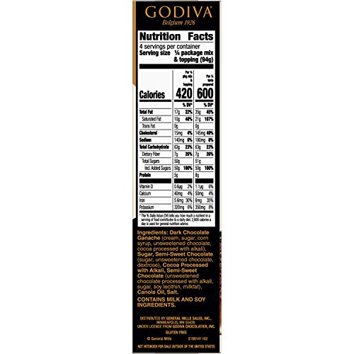 Godiva Flourless Chocolate Torte with Dark Chocolate Ganache Cake Mix