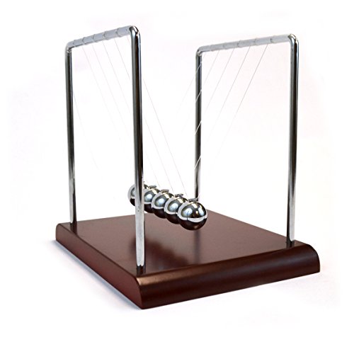 UPC 849230039783, EISCO Labs Advanced Newton&#39;s Cradle with Red Wood Base, 4.3 g Ni Plated Steel Balls