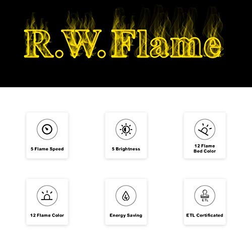 R.W.FLAME FElectric Fireplace Recessed and Wall Mounted 42INCH,The Thinnest Fireplace,Low Noise, Fit for 2 x 6 and 2 x 4 Stud, Remote Control with Timer,Touch Screen,Adjustable Flame Color and Speed …