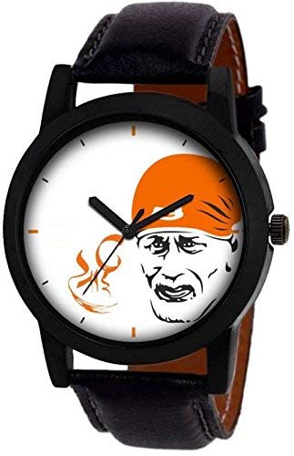 Leather Strap Analogue Black Dial Luxury Watch for Men and Women