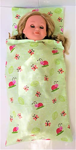 18 Inch Doll Clothes And Accessories Bed Sleeping Bag Set: Ladybug and Butterfly Pillow + Sleepwear For American Doll Girl Bed Accessories or American Doll Boy - Thumbnail 3