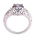 Psiroy 925 Sterling Silver Plated Round Simulated Rainbow Topaz Floral Cocktail Ring for Women Size 8