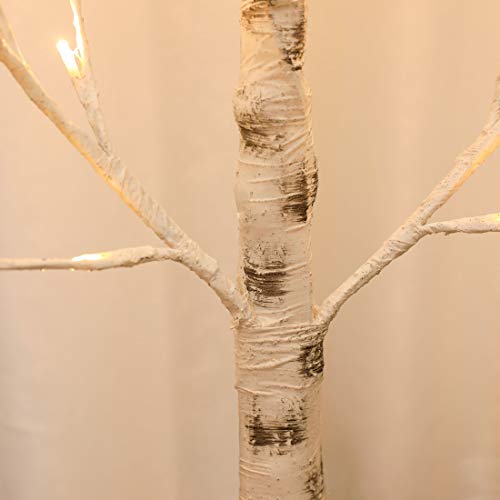 Snokip Lighted Birch Tree 8Ft 136 LED White Lighted Twigs Tree for
