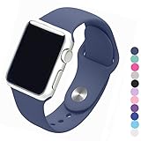 Piwjo Silicone Apple Watch Band and Replacement Iwatch Bands Series 1,Series 2,Series 3 (42mm S/M, Midnight Blue)