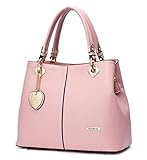 Bagtopia Women's Fashion Leather Top-handle Handbags OL Casual Tote Crossbody Shoulder Bag Satchel Purse(Baby Pink)