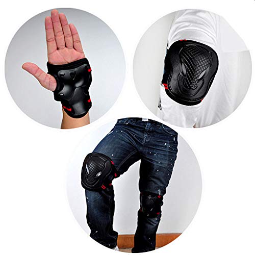 Huangou BMX Bike Knee Pads and Elbow Pads Wrist Guards Sports Protective Gear Safety Pad Safeguard Protective Gear Set for Biking, Riding, Cycling and Multi Sports Safety - Ship from US (S, Red)