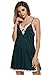 Ekouaer Women's Silk Lingerie Sleepwear Short Nightgown, Hunter Green, Medium