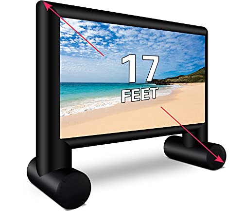 XHYCPY 17 Feet Inflatable Movie Screen Outdoor Blow Up Projector Screen - Front/Rear Projection Screen for Outdoor Backyard Pool Fun