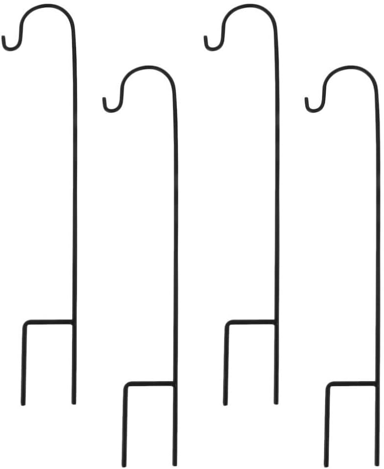 Outdoor Shepherd's Hooks - 4Pcs Shepherds Hook, 16.5 ″ Tall Iron Garden Hook Garden Stakes, Hanging Plant Stand Outdoor for Hanging Plants, Bird Feeder, Solar Light, Lanterns, Wedding Decor