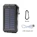 Solar Charger, 8000mAh Rain-Resistant Solar Power Bank, Portable Shockproof Solar Cell Phone Chargers, Dual USB Port Backup Power Pack with Strong LED Flashlights Compass For Outdoor Use (Black)