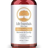 Witch Hazel Toner - Best Natural Toner For Sensitive Skin - Contains Aloe Vera, Lavender, Vitamin C, Glycolic Acid, Green Tea & Tea Tree Essential Oil - 4oz Bottle