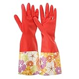 Sealike Korean Floral Flower Dishwashing Gloves Cleaning Gloves Household Gloves Water Stop Waterstop Gloves with Stylus