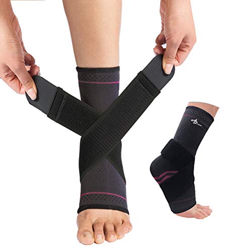 Photo 1 of ABIRAM Foot Sleeve (Pair) with Compression Wrap, Ankle Brace For Arch, Ankle Support, Football, Basketball, Volleyball, Running, For Sprained Foot, Tendonitis, Plantar Fasciitis