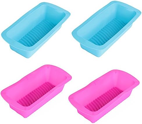 Miracle4ever 4 Pieces Silicone Bread/Cake/Chocolate Mold Set (4 Pcs Blue&amp;Red Set)