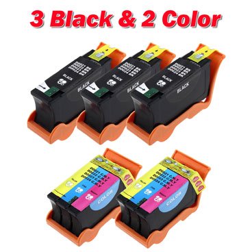 Compatible Dell Series 21 Y498D GRMC3 Black and Y499D XG8R3 Color Printer Ink Cartridge-5-Pack