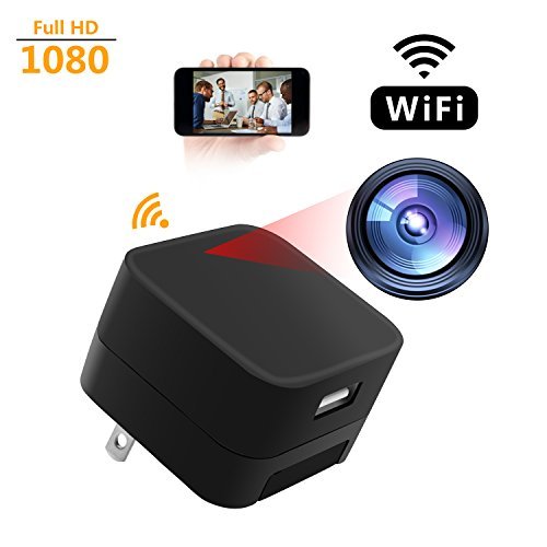 Hidden Spy Camera WIFI Living Feed - Full HD 1080P 26 Ft Wireless Motion Detector USB Charger 7&24 H Video&Photo For Home Surveillance Alarm Spy Adapter Cameras Up To 64 GB Memory Card (No In)
