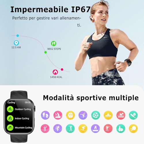 2026 Smartwatch Uomo Donna ECG/Pressione Sanguigna/Cardiofrequenzimetro/Sonno/Acido Urico/Temperatura Corporea/BMI/HRV/Emozioni/Fatica, 1,97" AMOLED Salute Orologio Fitness con Chiamate/Pulsante SOS