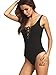 Verdusa Women's Lace Up Bandage Tight Sleelveless Tank Bodysuit Jumpsuit Leotard Black M