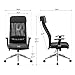 KADIRYA Extra High Back Mesh Office Chair Computer Desk Task Chair with Padded Leather Removeable Headrest and Seat Adjustable Armrest Ergonomic Design for Back Lumbar Support(Black)