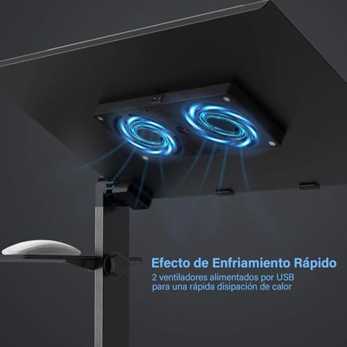 SEXYBIRDS Mesa Ventilador Base Enfriadora para Laptop,Bastidor de Enfriamiento para Computadora Portátil, Soporte de Aluminio Ajustable, Adecuado para Sofás, Camas,etc, Diseño Ergonómico