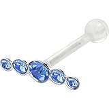 Clear Bioplast & Sterling Silver Barbell - Blue CZ Journey Cartilage Piercing Earring