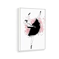 Framed Canvas Home Artwork Decoration Elegant Ballerina Canvas Wall Art for Living Room, Bedroom - 16x24 inches