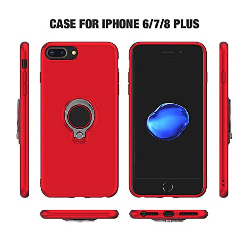 Cover for iPhone 6 Plus Case, 2 in 1 360 Degree Ring Stand Dual Layer TPU Silicone Rubber Bumper Shockproof Support Magnetic Car Mount Holder Thin Case for Apple iPhone 6s Plus (4, iPhone 6 Plus)