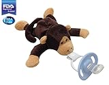 CuddlesMe Pacifier with Detachable Plush Monkey – Made from 100% BPA, Latex, and Phthalate Free Silicone – FDA Listed Medical Device – For Boys and Girls 6 Months and Up