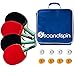 Ping Pong Paddle Set of 4 Paddles and 8 Balls by Scandi Spin, Blue Portable Case for Storage, Table Tennis Rackets with Ergonomic Flared Handle, Outdoor and Indoor Play, Suitable for Kids and Adults