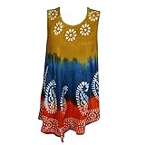 Mogul Interior Womens Tank Colorful Batik Print Sleeveless Loose Cover Up Blouse
