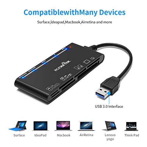 Kartenleser USB 3.0, Rocketek 7-in-1-Speicherkartenleser, USB 3.0 (5 Gbps) Hochgeschwindigkeits-CF/SD/TF/XD/MS/Micro-SD-Kartenlösung All-in-One-Kartenleser für Windows XP/Vista/Mac OS/Linux, etc – Bild 3