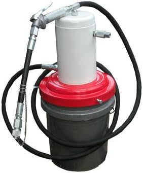 Lube Technology 5 Gallon Pail Air Operated 3:1 Ratio Oil Pump Assembly w/ 10ft Medium Pressure Oil Hose and Flexible Extension Control Valve