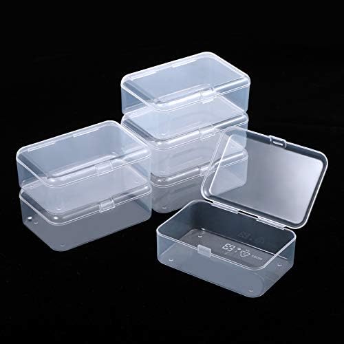 ISKYBOB 6 Packs Small Plastic Storage Containers, Clear Rectangle Bead