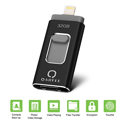 4in1 Universal 32G iPhone Flash Drive,QARFEE Pen Drive OTG Type-C Lightning USB Micro USB Memory Stick External Storage Flash Drive U Disk for iPhone iPad iPod Mac Android cell phone and PC,Black - Thumbnail 5