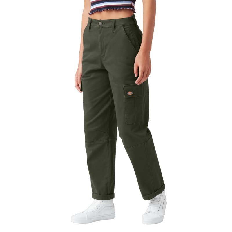 Dickies Women's Cropped Cargo Pant, Olive Green, 29