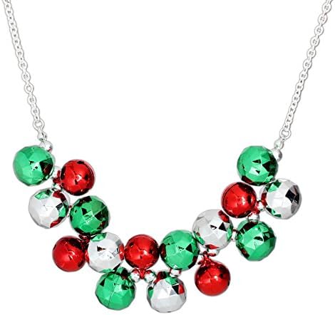 Periwinkle 18'' Chunky Red and Green Jingle Bell Necklace