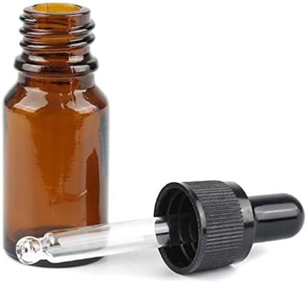 4PCS 15ml (1/2 oz) Empty Refillable Amber Glass Droppers Essential Oil Bottles Aromatherapy Cosmetics Elite Fluid Container Jar Pot Holder with Glass Eye Dropper and Black Caps - Image 5