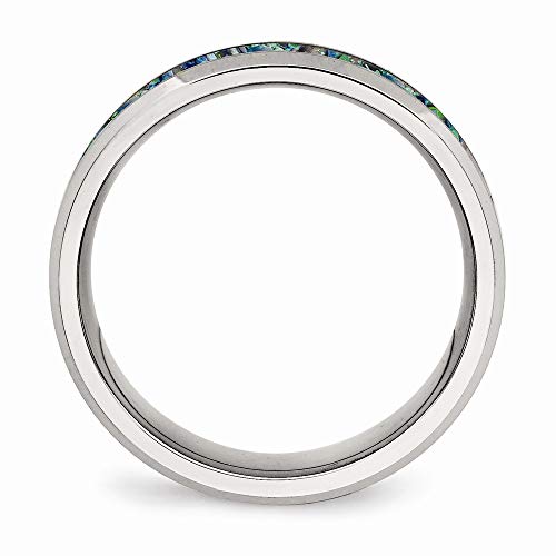 Chisel Stainless Steel Polished with Blue Imitiation Simulated Opal 8mm Mens Ring - Size 9.5 Gifts for Men