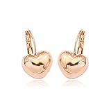 Simple Smooth Heart Leverback Earrings Fashion Jewelry for Women (Gold Plated)