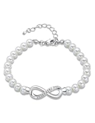Jewelry: GEORGE SMITH"Forever Elegance" Infinity White Pearl Bracelets Women Wedding Jewelry Bridesmaids Bridal Collection - GEORGE SMITH