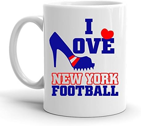 Custom Personalized I Love New York Football White 15 oz Coffee Mug