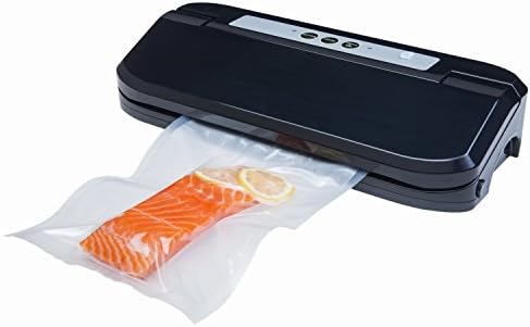 Food Sealer - Automatic Vacuum with Non-Vacuum Seal Option & Bright LED Indicator – Preserve Dry & Moist Foods Fresh up to 3 Months – Lightweight - Fits up 12 Inch Rolls – 5 Free Bags Black
