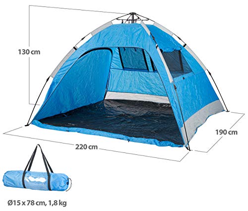 Semptec Urban Survival Technology Strandmuschel: Automatik-Strandzelt für 3 Personen, Belüftung, 220x190x130 cm, UV50… – Bild 3