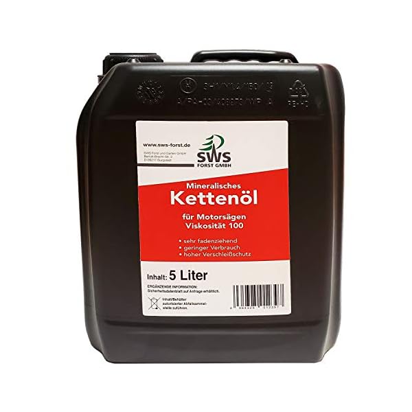 SWS Forst GmbH SUPER-OIL KettensÃ¤genÃ¶l 5 L â Hochwertiges KettenÃ¶l fÃ¼r MotorsÃ¤ge â SÃ¤gekettenÃ¶l mit Haftzusatz â FÃ¼r KettensÃ¤ge & FÃ¼hrungsschiene