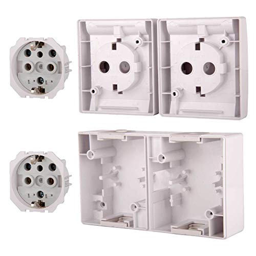 ALING-CONEL | 2-fach Steckdose mit Klappdeckel für Feuchtraum | Aufputz Schutzkontakt - Weiß | 16A/250V~ / IP44 | Serie… – Bild 3