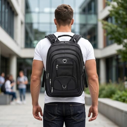 Mochila Executiva Couro Sintético Antifurto Notebook 17USB Impermeável 50L Masculina Trabalho Faculdade Viagem Reforçada com Cabo de Aço