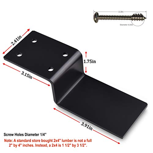 Heavy Duty Door Barricade Brackets Drop Bar Security Door Lock Brackets Set of 2Fits 2”x4