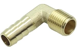 CDQBWKJGFJ 2 Pcs Brass Hose Barb Fitting 3/8" Barb x 1/4 NPT Male Pipe 90 Degree Elbow Adapter