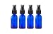 GreenHealth Cobalt Blue Boston Round Glass Bottle 2 oz with Black Atomizer - (4 Pieces)